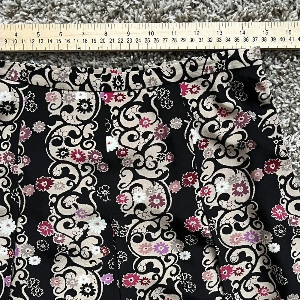 ALFANI Floral Black and Pink Women's Silk Skirt in Size 8P